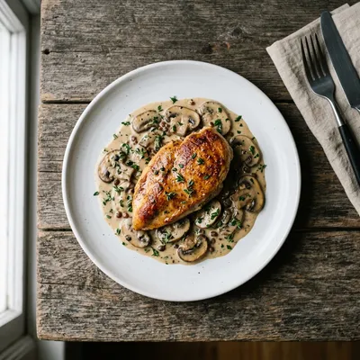 Skillet Chicken and Mushroom Sauce - ready to serve