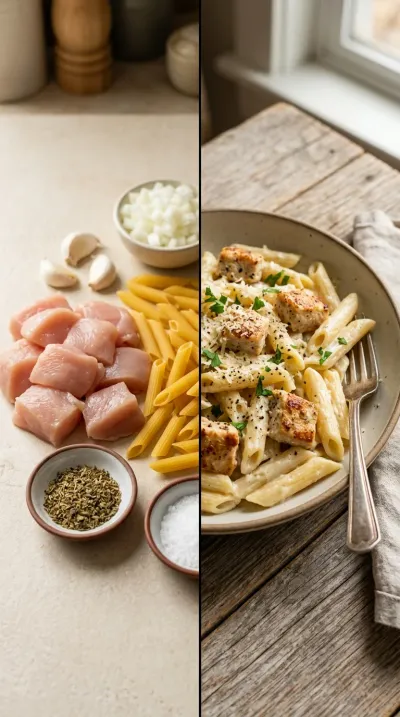 Creamy Garlic Parmesan One Pot Chicken Pasta - ready to serve