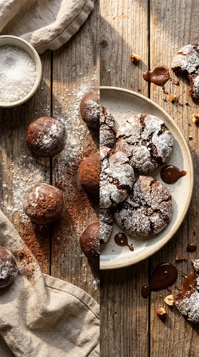 Salted Brownie Crinkle Cookies - cooking process