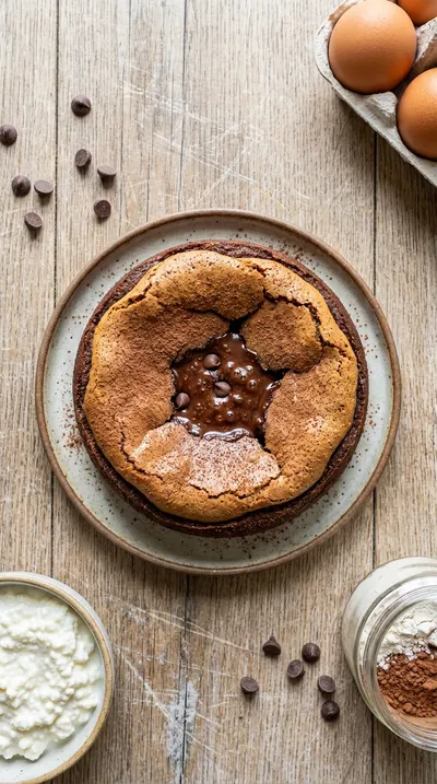 Cottage Cheese Lava Cake with Chocolate Protein - cooking process