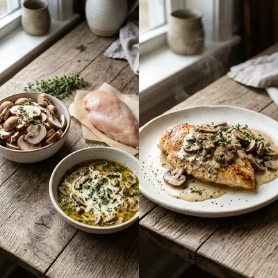 Skillet Chicken and Mushroom Sauce - cooking process