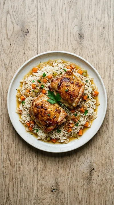 Chicken Thighs and Rice Recipe for Busy Nights - cooking process